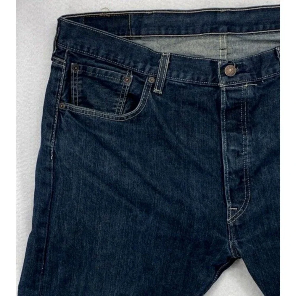 Levis 501 Original Fit Jeans Mens 38x30 Dark Wash Straight Leg 100% Cotton Blue